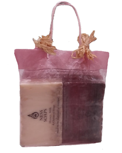 Honey, Milk & Oatmeal/Rose Handmade Soap Gift Bag
